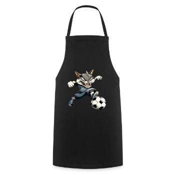 Fussballer Katze - Kochschürze - Schwarz - Vorne - AI Model Male 185 dark (185cm)