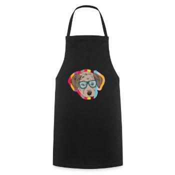 Nerd dog as a hipster with glasses - Cooking Apron - black - Front - AI Model Male 185 dark (185cm)
