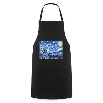 Nuit étoilée de Van Gough - Noël blanc - Tablier de cuisine - noir - Devant - AI Model Male 185 dark (185cm)