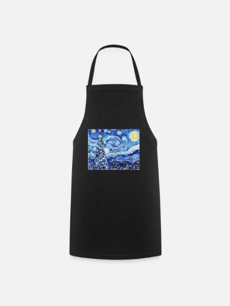 Nuit étoilée de Van Gough - Noël blanc - Tablier de cuisine - noir