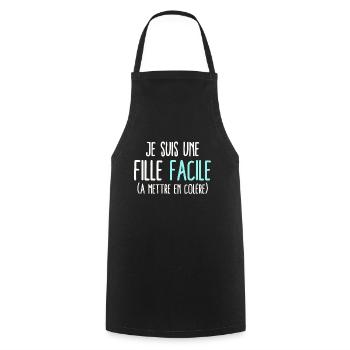 Fille facile humour colérique colère grincheuse - Tablier de cuisine - noir - Devant - AI Model Male 185 dark (185cm)