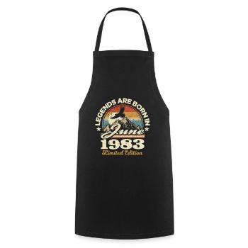 40 years old - legendary since june 1983 - Cooking Apron - black - Front - AI Model Male 185 dark (185cm)