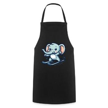 Cute Skier Elephant - Kochschürze - Schwarz - Vorne - AI Model Male 185 dark (185cm)