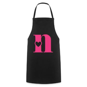 Letter n initial letter with heart - Cooking Apron - black - Front - AI Model Male 185 dark (185cm)