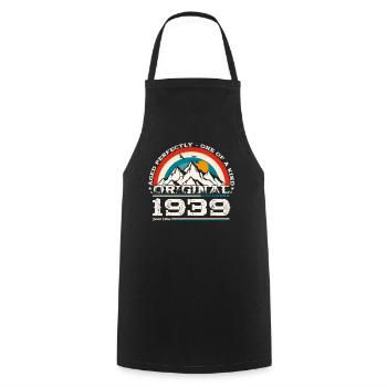 85th Birthday Original December 1939 Volume 39 - Cooking Apron - black - Front - AI Model Male 185 dark (185cm)