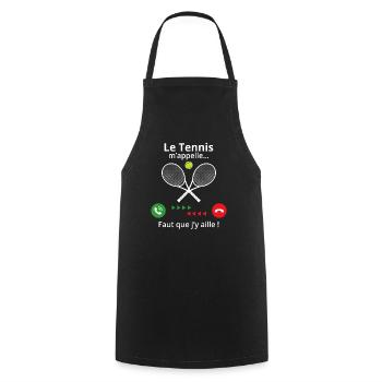 le Tennis m'appelle - Tablier de cuisine - noir - Devant - AI Model Male 185 dark (185cm)