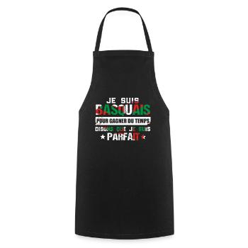 Pays Basque / Basquais cadeau drôle - Tablier de cuisine - noir - Devant - AI Model Male 185 dark (185cm)