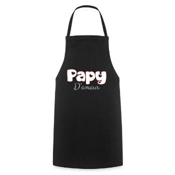 Papy D'Amour De Mon Coeur - Tablier de cuisine - noir - Devant - AI Model Male 185 dark (185cm)