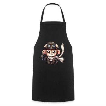 Pilote de singe mignon - Tablier de cuisine - noir - Devant - AI Model Male 185 dark (185cm)
