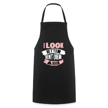 I Look Better Bent Over A Book 4 - Cooking Apron - black - Front - AI Model Male 185 dark (185cm)