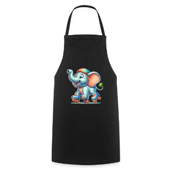 Cute Inline Skater Elephant - Cooking Apron - black - Front - AI Model Male 185 dark (185cm)