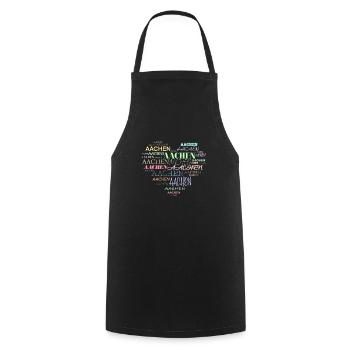 Ville d’Aix-la-Chapelle, NRW, Fleur, Alemannia, Cathédrale, Cadeau - Tablier de cuisine - noir - Devant - AI Model Male 185 dark (185cm)