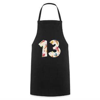 EISCREME NUMMER 13 JAHRE EIS 13. GEBURTSTAG - Kochschürze - Schwarz - Vorne - AI Model Male 185 dark (185cm)
