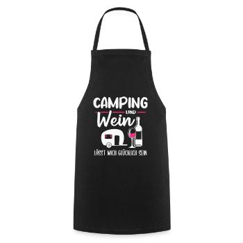 Camping und Wein Wohnwagen Camper Wohnmobil - Kochschürze - Schwarz - Vorne - AI Model Male 185 dark (185cm)