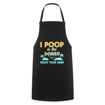 Je fais caca dans l’océan Profitez de votre baignade 2 - Tablier de cuisine - noir - Devant - AI Model Male 185 dark (185cm)