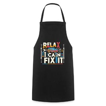 Relax I Can Fix It 28 - Cooking Apron - black - Front - AI Model Male 185 dark (185cm)