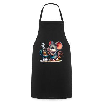 Cute BBQ Mouse - Cooking Apron - black - Front - AI Model Male 185 dark (185cm)