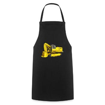Yellow excavator, backhoe, industry - Cooking Apron - black - Front - AI Model Male 185 dark (185cm)
