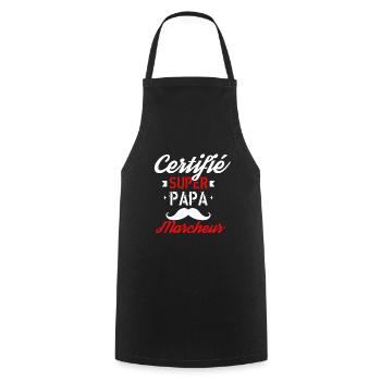 Certifié Super papa marcheur - Tablier de cuisine - noir - Devant - AI Model Male 185 dark (185cm)