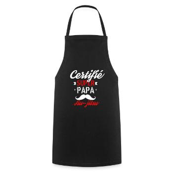 Certifié Super Papa jiu jitsu - Tablier de cuisine - noir - Devant - AI Model Male 185 dark (185cm)