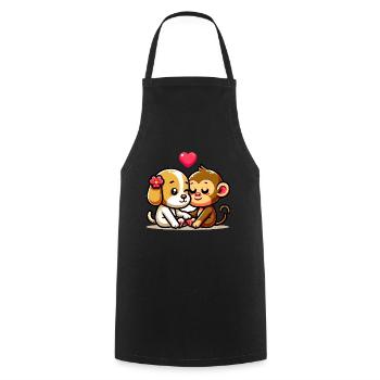 Cuddling Dog And Monkey In Love - Kochschürze - Schwarz - Vorne - AI Model Male 185 dark (185cm)