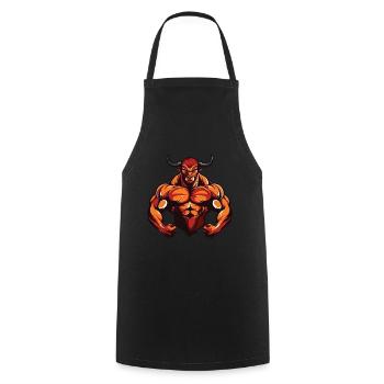 Muscles du Taureau - Tablier de cuisine - noir - Devant - AI Model Male 185 dark (185cm)
