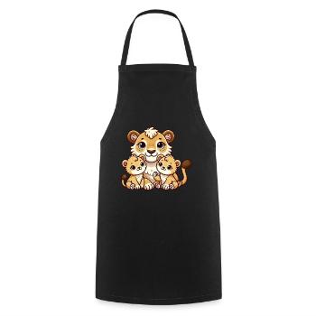 Mère lion aimante avec deux enfants mignons 2 - Tablier de cuisine - noir - Devant - AI Model Male 185 dark (185cm)