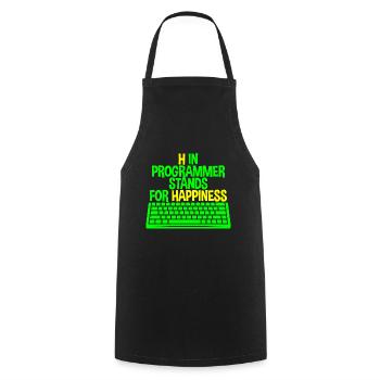 H In Programmer Stands For Happiness 4 - Cooking Apron - black - Front - AI Model Male 185 dark (185cm)