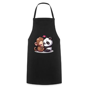 Cuddling Monkey And Panda In Love - Kochschürze - Schwarz - Vorne - AI Model Male 185 dark (185cm)