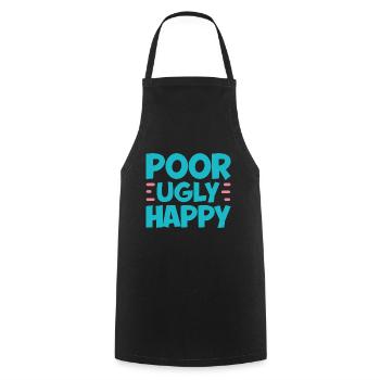 Poor Ugly Happy 2 - Kochschürze - Schwarz - Vorne - AI Model Male 185 dark (185cm)