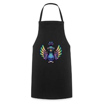 Paon oiseau animal cool - Tablier de cuisine - noir - Devant - AI Model Male 185 dark (185cm)