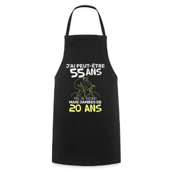 Anniversaire Homme Cycliste 55 ans Citation Vélo - Tablier de cuisine - noir - Devant - AI Model Male 185 dark (185cm)