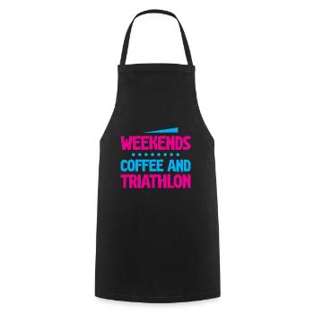 Weekends Coffee And Triathlon 4 - Kochschürze - Schwarz - Vorne - AI Model Male 185 dark (185cm)