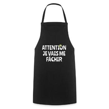 Attention je vais me fachir - Tablier de cuisine - noir - Devant - AI Model Male 185 dark (185cm)
