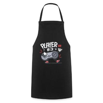 Gamer Player 3 console video games Family - Cooking Apron - black - Front - AI Model Male 185 dark (185cm)