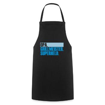 Opa. Grillmeister. Superheld. - Kochschürze - Schwarz - Vorne - AI Model Male 185 dark (185cm)