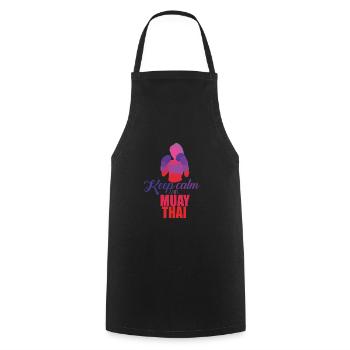 Muay Thai Arts Martiaux Boxe Thaïlandaise Kickboxing Sports - Tablier de cuisine - noir - Devant - AI Model Male 185 dark (185cm)