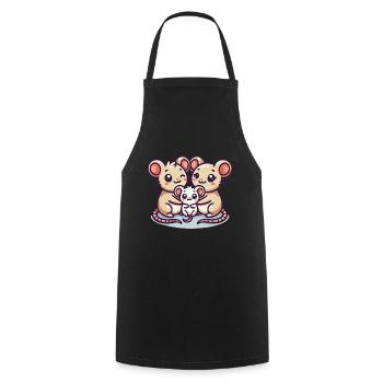 Mouse Family Mother And Father With One Child - Cooking Apron - black - Front - AI Model Male 185 dark (185cm)