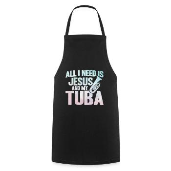 Tuba Jesus et mon cadeau de tuba - Tablier de cuisine - noir - Devant - AI Model Male 185 dark (185cm)