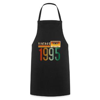 Année 1995 Old School Cassette Musique Rétro - Tablier de cuisine - noir - Devant - AI Model Male 185 dark (185cm)
