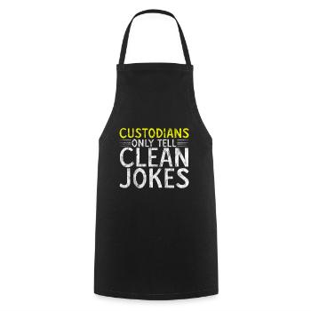 Custodians Only Tell Clean Jokes 3 - Kochschürze - Schwarz - Vorne - AI Model Male 185 dark (185cm)