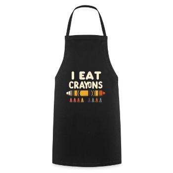 I Eat Crayons 5 - Cooking Apron - black - Front - AI Model Male 185 dark (185cm)
