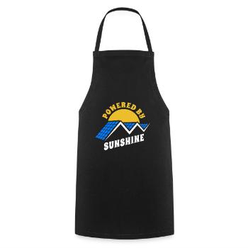 Powered by sunshine, Photovoltaics - Solar Energy - - Cooking Apron - black - Front - AI Model Male 185 dark (185cm)