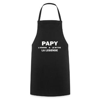Papy l'homme le mythe la légende - T-shirt drôle - Tablier de cuisine - noir - Devant - AI Model Male 185 dark (185cm)