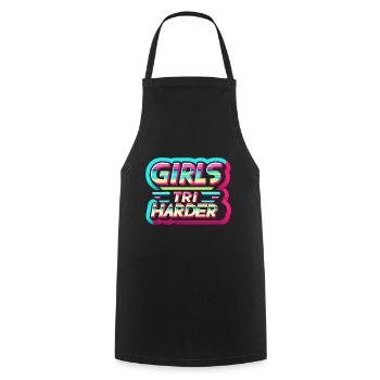 Girls Tri Harder 9 - Kochschürze - Schwarz - Vorne - AI Model Male 185 dark (185cm)