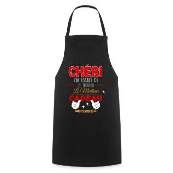 Mon Chéri Ton Cadeau Humour Homme - Tablier de cuisine - noir - Devant - AI Model Male 185 dark (185cm)