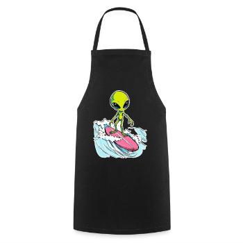 Alien is surfing the Ocean Waves 1 - Kochschürze - Schwarz - Vorne - AI Model Male 185 dark (185cm)