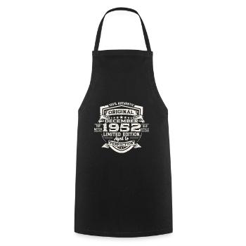 Cadeau original du 70e anniversaire de décembre 1952 - Tablier de cuisine - noir - Devant - AI Model Male 185 dark (185cm)