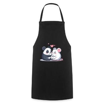Câlin Panda Et Souris Amoureux - Tablier de cuisine - noir - Devant - AI Model Male 185 dark (185cm)