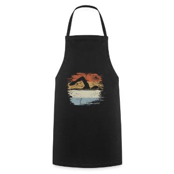Schwimmen, Kraulen, Schwimmbad, Retro, Vintage - Kochschürze - Schwarz - Vorne - AI Model Male 185 dark (185cm)